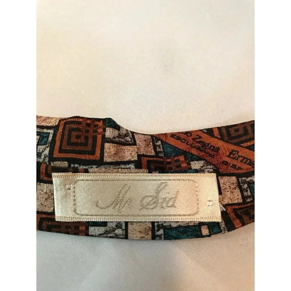 Ermenegildo Zegna Mr Sid Geometric Squares 100% Italian Silk Classic Neck Tie - Picture 4 of 6